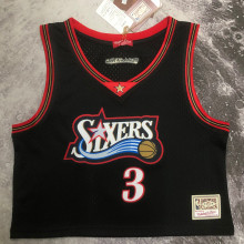 76ers IVERSON #3 Retro Black NBA Girl Jersey