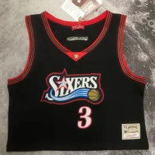 76ers IVERSON #3 Retro Black NBA Girl Jersey