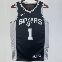 2023/24 Spurs WEMBANYAMA  #1  Black  NBA Jerseys