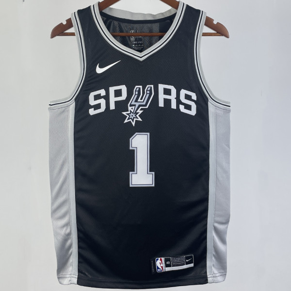 2023/24 Spurs WEMBANYAMA  #1  Black  NBA Jerseys