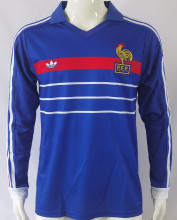 1982/84 France Home Blue Retro Long Sleeve Jersey
