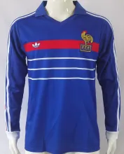1982/84 France Home Blue Retro Long Sleeve Jersey