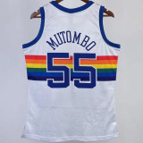 1991/92 Nuggets MUTOMBO #55 White Retro NBA Jerseys 热压