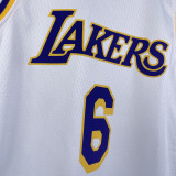 Lakers JAMES #6 White Kids NBA Jersey 热压