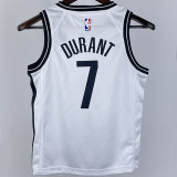 Nets DURANT #7 White Kids NBA Jersey 热压