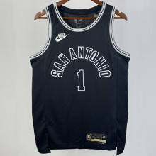 2023/24 Spurs WEMBANYAMA  #1  Black Retro  NBA Jerseys