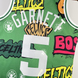 1907/08 Celtics GARNETT #5 Green  Retro NBA Jerseys 热压