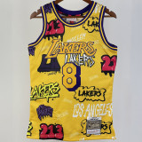 1996/97 Lakers BRYANT #8 Yellow Retro NBA Jerseys 热压