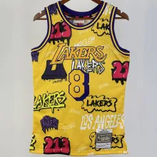 1996/97 Lakers BRYANT #8 Yellow Retro NBA Jerseys 热压