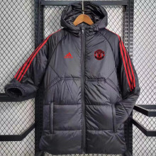 2023/24 M Utd Black Cotton Jacket 红三边