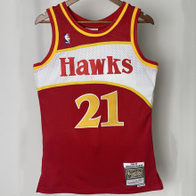 1985/86 Hawks WILKNS #21 Red Retro NBA Jerseys 热压