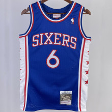 1982/83 76ers ERVING #6 Blue Retro NBA Jerseys 热压