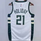 2023/24 Bucks HOLIDAY #21  White NBA Jerseys