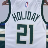 2023/24 Bucks HOLIDAY #21  White NBA Jerseys