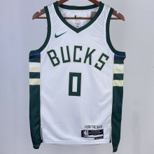 2023/24 Bucks LILLARD #0  White NBA Jerseys