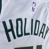 2023/24 Bucks HOLIDAY #21  White NBA Jerseys