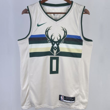 2023/24 Bucks LILLARD #0 Off-White  NBA Jerseys