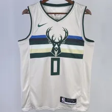 2023/24 Bucks LILLARD #0 Off-White  NBA Jerseys