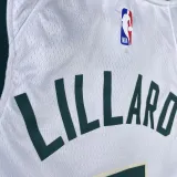 2023/24 Bucks LILLARD #0  White NBA Jerseys