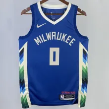 2023/24 Bucks LILLARD #0  Blue City Edition NBA Jerseys