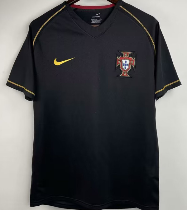 2006 Portugal Away Black Retro Soccer Jersey