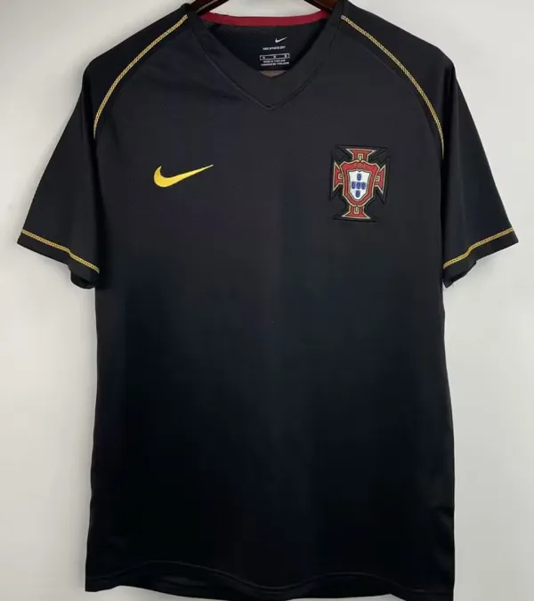 2006 Portugal Away Black Retro Soccer Jersey