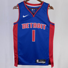 2023/24 Pistons IVERSON #1 Blue NBA Jerseys 热压