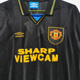 1993/94 M Utd Away Black Long Sleeve Retro Soccer Jersey