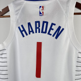 Clippers HARDEN #1 White Kids NBA Jersey 热压