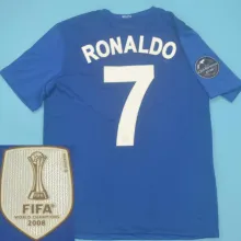 RONALDO #7 2008-09 M Utd Away Retro Jersey 欧冠字体 07/08球+2008世俱杯金章 ★★