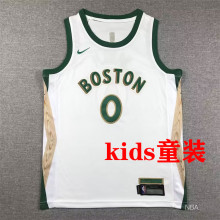 2023/24 Celtics TATUM #0  White Kids City Edition NBA Jerseys 刺绣