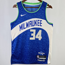 2023/24 Bucks ANTETOKOUNMPOL #34 Blue City Edition NBA Jerseys