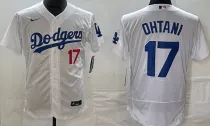 LA Dodgers #17 OHTANI White Baseball Jersey 胸前红17