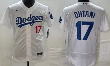 LA Dodgers #17 OHTANI White Baseball Jersey 胸前红17
