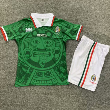 1998 Mexico Home Green Retro Kids Soccer Jersey