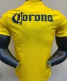 2013/14 Club America Home Yellow Retro Soccer Jersey