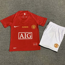 2007/08 M Utd Home Red UCL Version Retro Kids Soccer Jersey 欧冠版