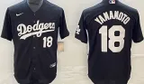 LA Dodgers #18 YAMAMOTO Black Baseball Jersey 胸前白18