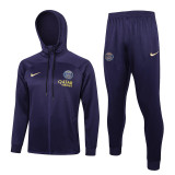 2024 PSG Dark Purple Hoody Zipper Jacket Tracksuit