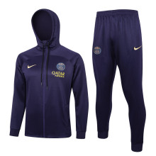 2024 PSG Dark Purple Hoody Zipper Jacket Tracksuit