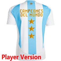 CAMPEONES DEL MUNDO 3 Stars Argentina Home Player Version Jersey 2024/25 (Have FlFA World Champion 2022 球员版有胸前章) ★★