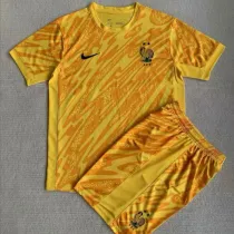 2024/25 France Yellow Goalkeeper Kids Soccer Jersey