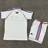1998 France Away White Kids Retro Soccer Jersey