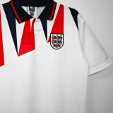1992 England Home White Retro Soccer Jersey