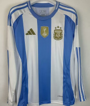2024/25 Argentina Home Fans Long Sleeve Jersey  (Have FlFA World Champion 2022 有胸前章)