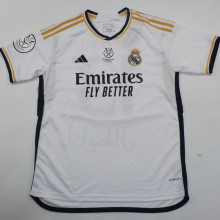 2023/24 RM 1:1 Quality Home Supercopa de España Final Fans Jersey 胸前小字+西班牙超级杯12右章