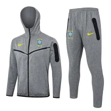 2024/25 Brazil Grey Hoody Zipper Jacket Tracksuit