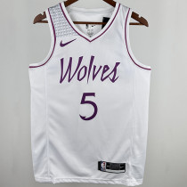 Timberwolves EDWARDS #5 White NBA Jerseys