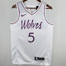 Timberwolves EDWARDS #5 White NBA Jerseys