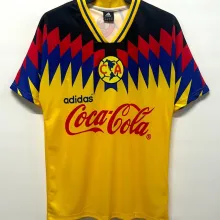 1995 Club America Home Yellow Retro Soccer Jersey